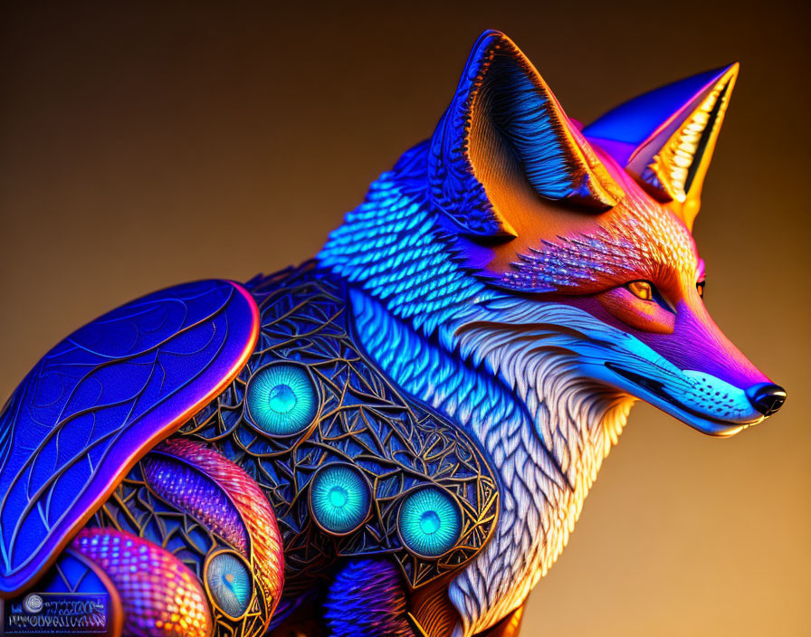 Stylized fox digital art with vibrant colors