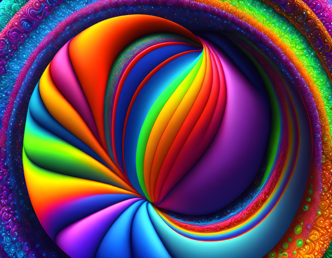 Colorful Rainbow Fractal Spiral with Intricate Patterns