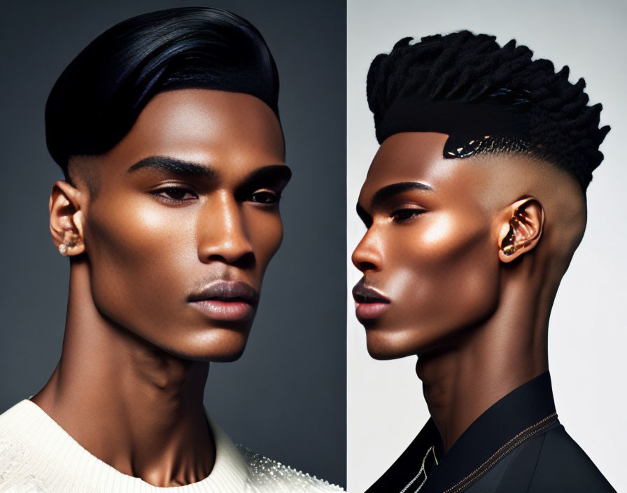 Side-by-Side Portraits: Slicked Back vs. Textured Hairstyles