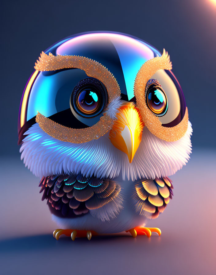 Colorful Stylized Owl Artwork with Expressive Eyes