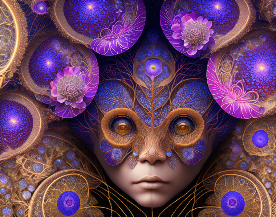 beautiful Tarsier-human hybrid man, fractal tree b