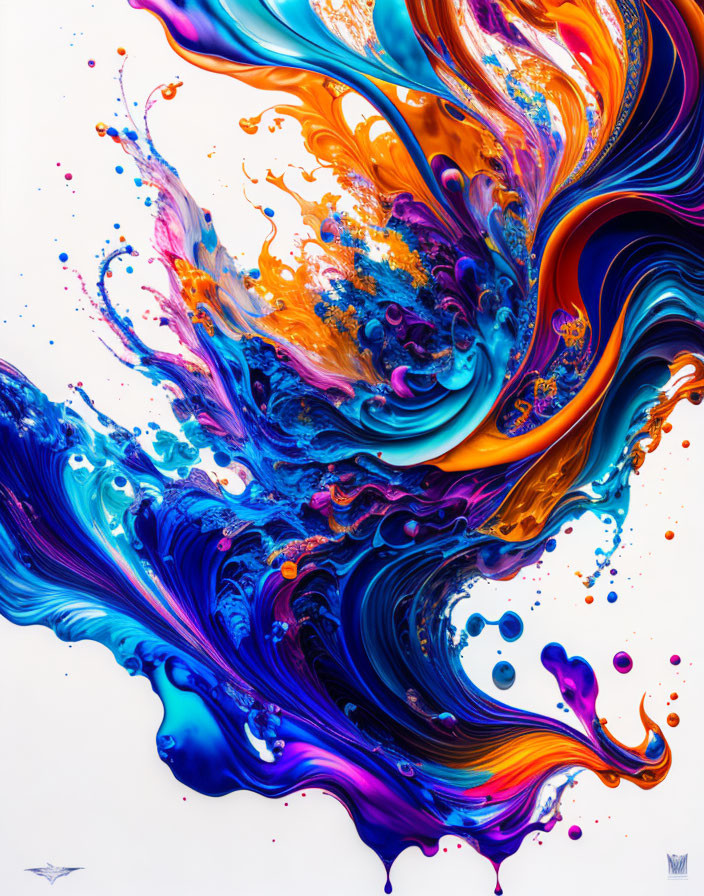 Colorful Abstract Swirls in Blue, Orange, and Purple with Dynamic Patterns