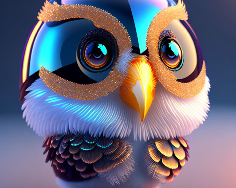 Colorful Stylized Owl Artwork with Expressive Eyes