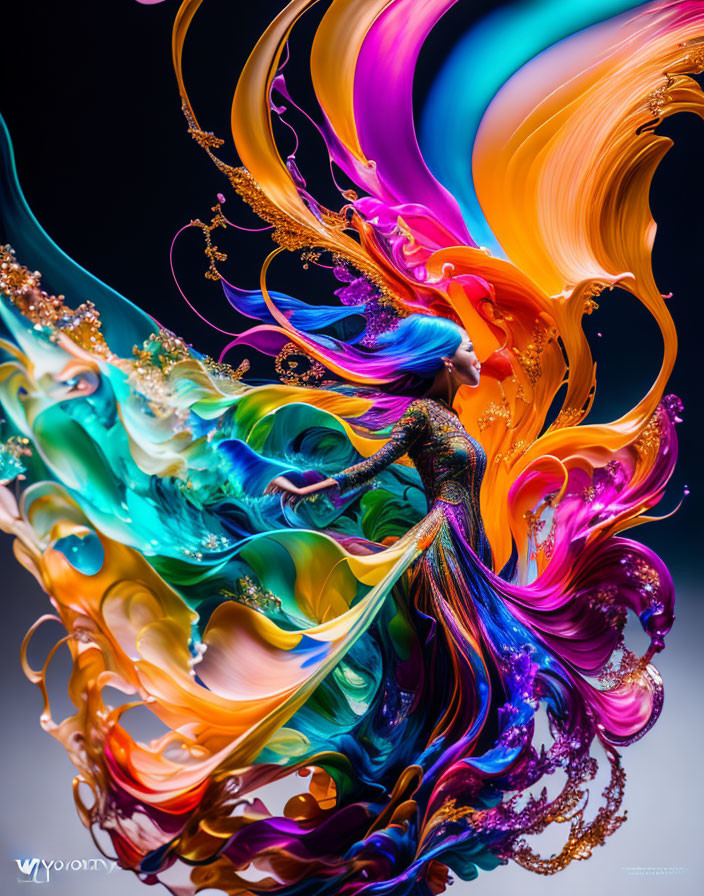 Colorful Abstract Shapes Swirling in Digital Art