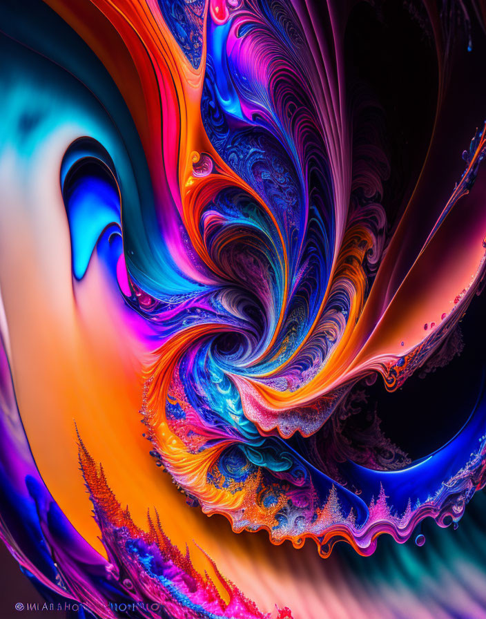 Colorful Abstract Art: Swirling Blues, Purples, and Oranges