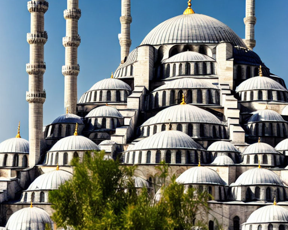 Iconic Blue Mosque with domes and minarets in Istanbul