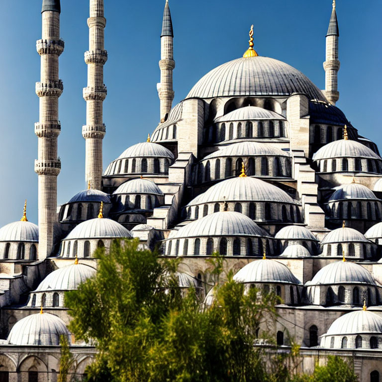 Iconic Blue Mosque with domes and minarets in Istanbul