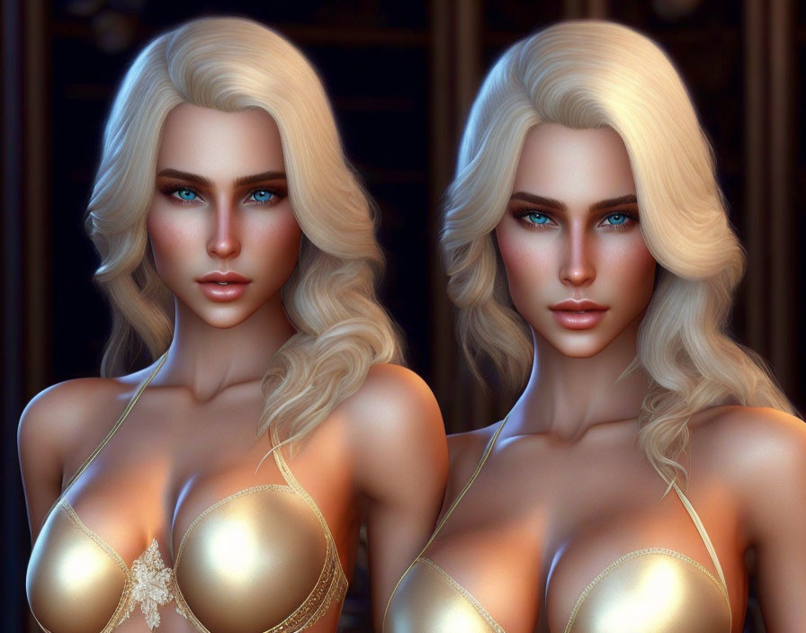 Blonde woman with blue eyes in dual lighting conditions