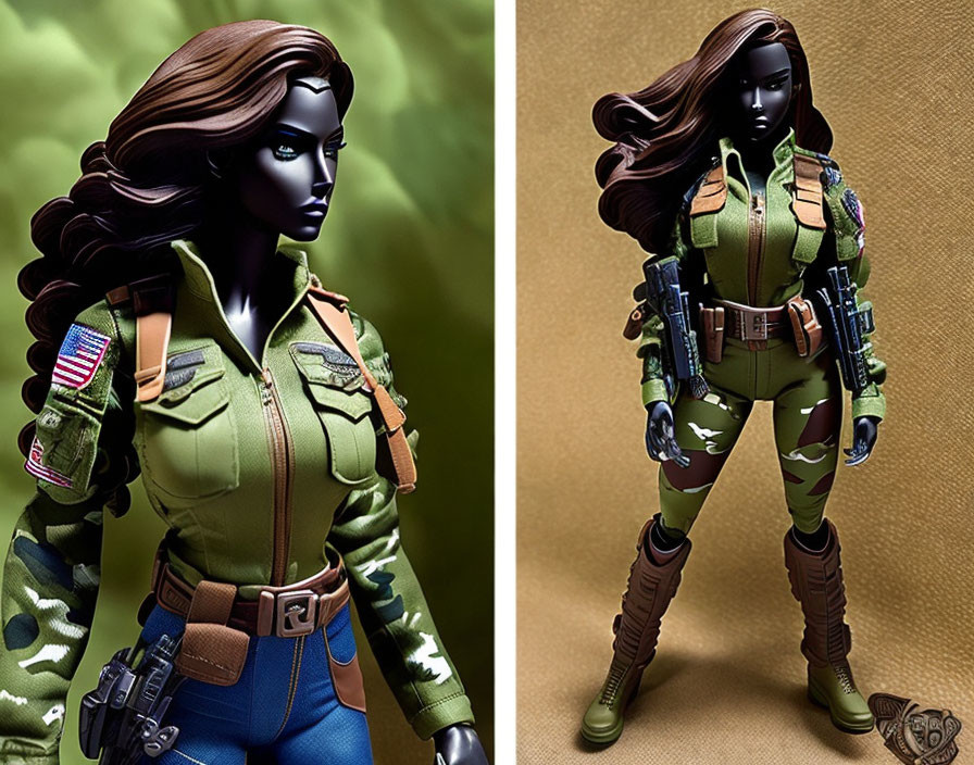 Detailed Female Military Action Figure in Camo Gear