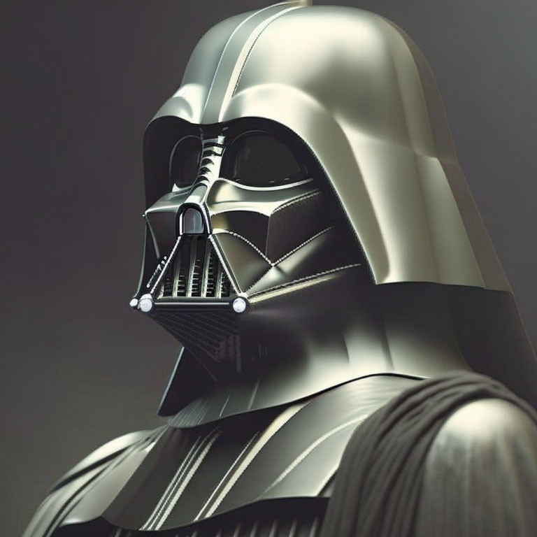 Detailed Darth Vader Helmet and Torso on Gray Background