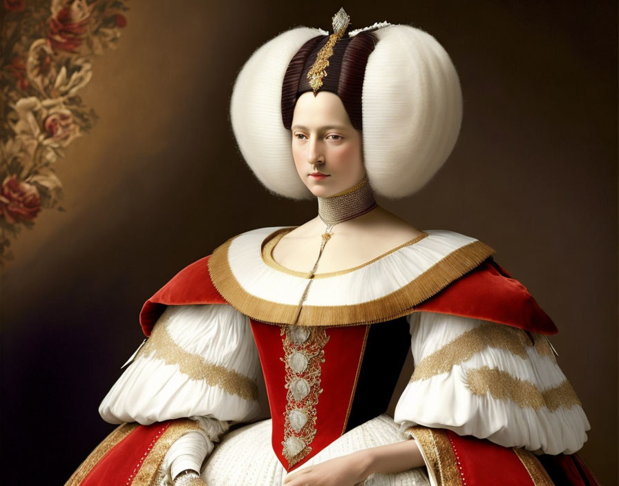 Regal Renaissance-inspired woman in elaborate costume