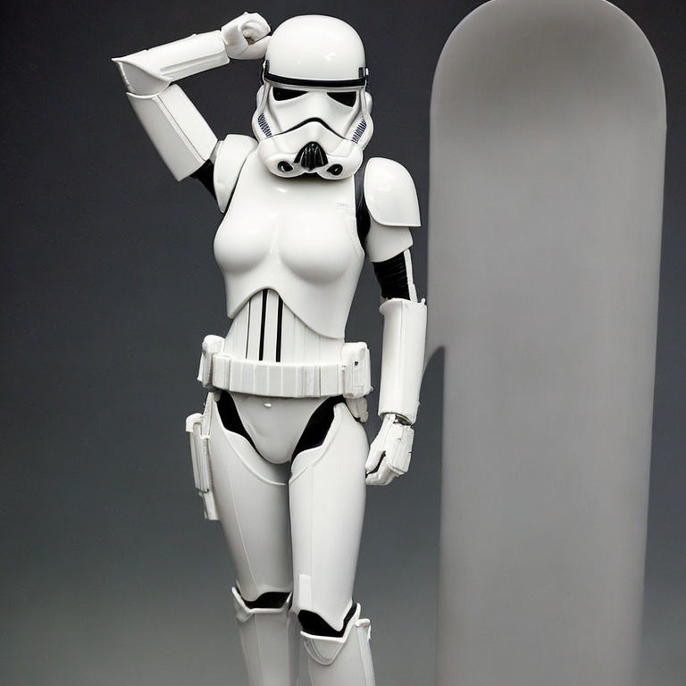 Stormtrooper Figurine Posing Confidently in Flexed Arm Pose