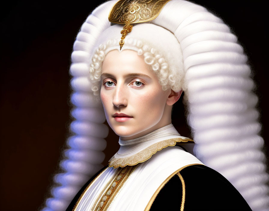 Digital Artwork: Person in Ceremonial Attire with White Headdress