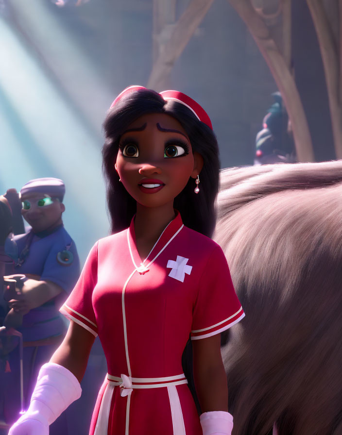 Surprised Female Nurse Character in 3D Animation