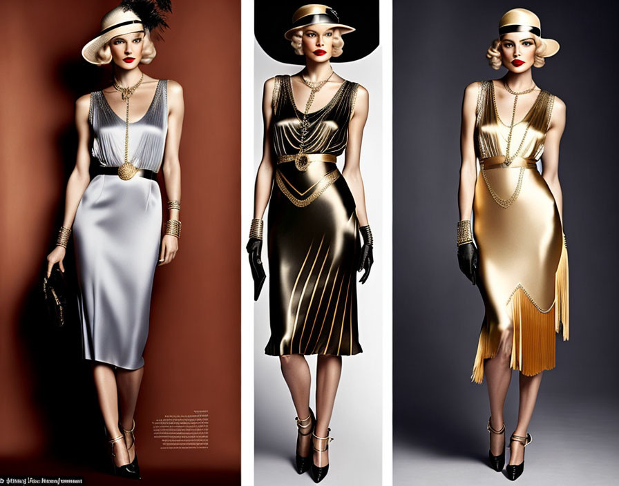 Vintage Flapper Fashion: 1920s-Inspired Woman Poses