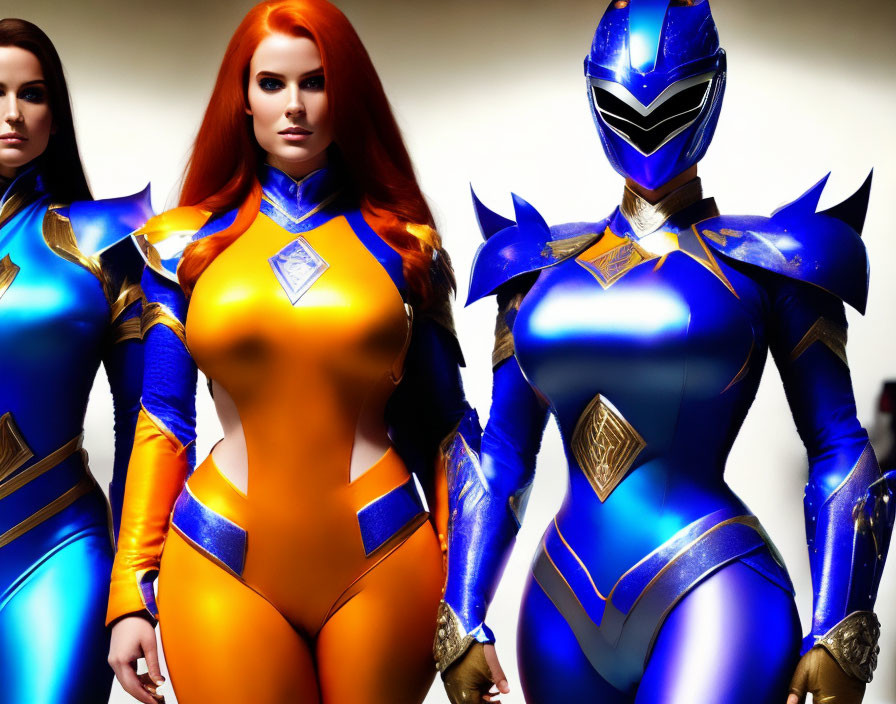 Colorful Superhero Costumes for Three Characters in Futuristic Design