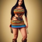 Detailed 3D illustration of woman in tribal outfit