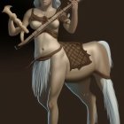 Centaur Playing Stringed Instrument with Leafy Crown and Bridle