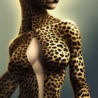 Leopard-Headed Humanoid Figure Artwork with Spotted Fur