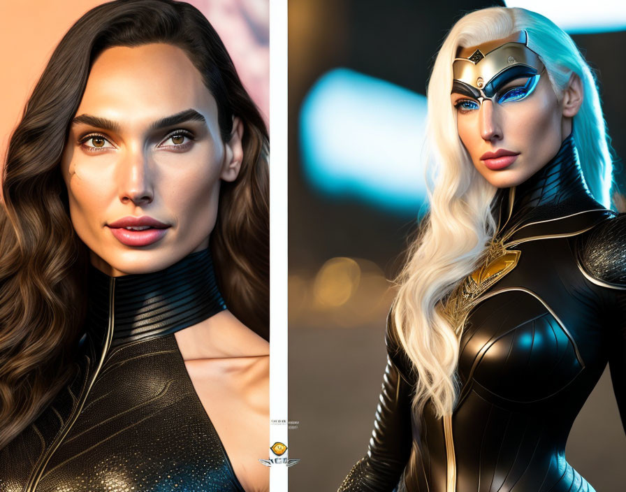 Side-by-Side Woman Portraits: Natural vs. Superhero Alteration