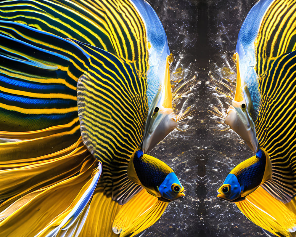 Vibrant Emperor Angelfish with Symmetrical Patterns and Colors