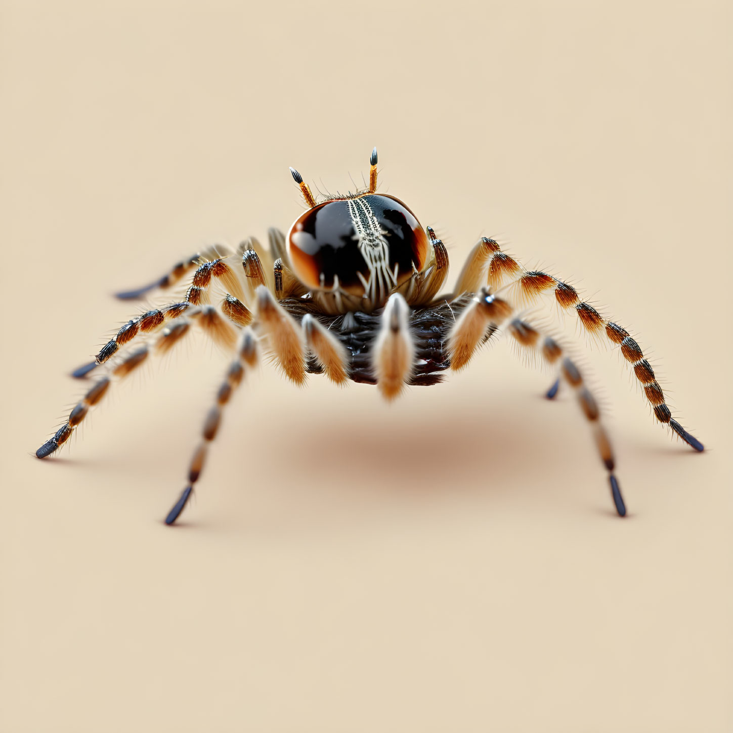 Colorful Jumping Spider Close-Up with Detailed Hairs and Patterns
