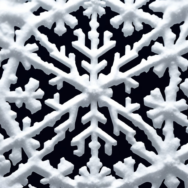 Detailed Symmetrical Snowflake Patterns on Dark Background