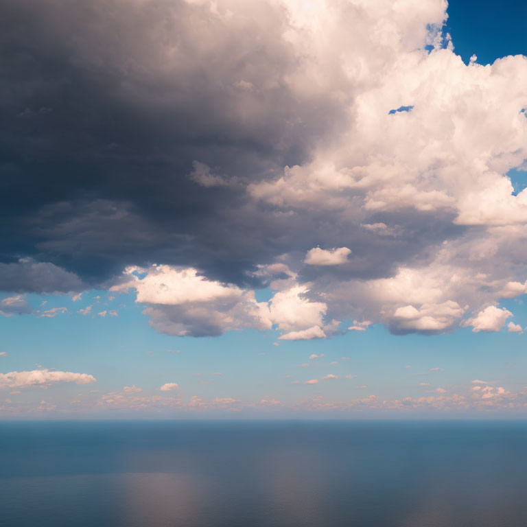 Tranquil seascape with vast water and serene sky