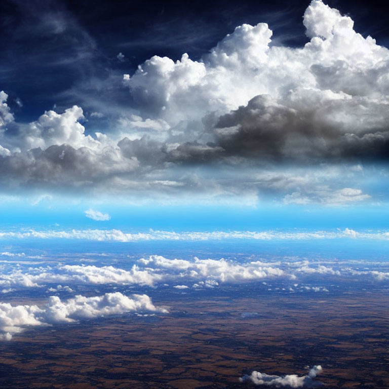 Vast Landscape with Fields and Dynamic Sky Full of Clouds