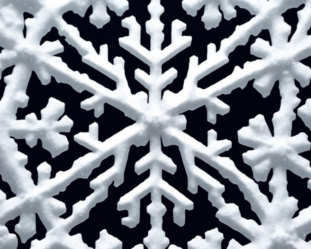 Detailed Symmetrical Snowflake Patterns on Dark Background