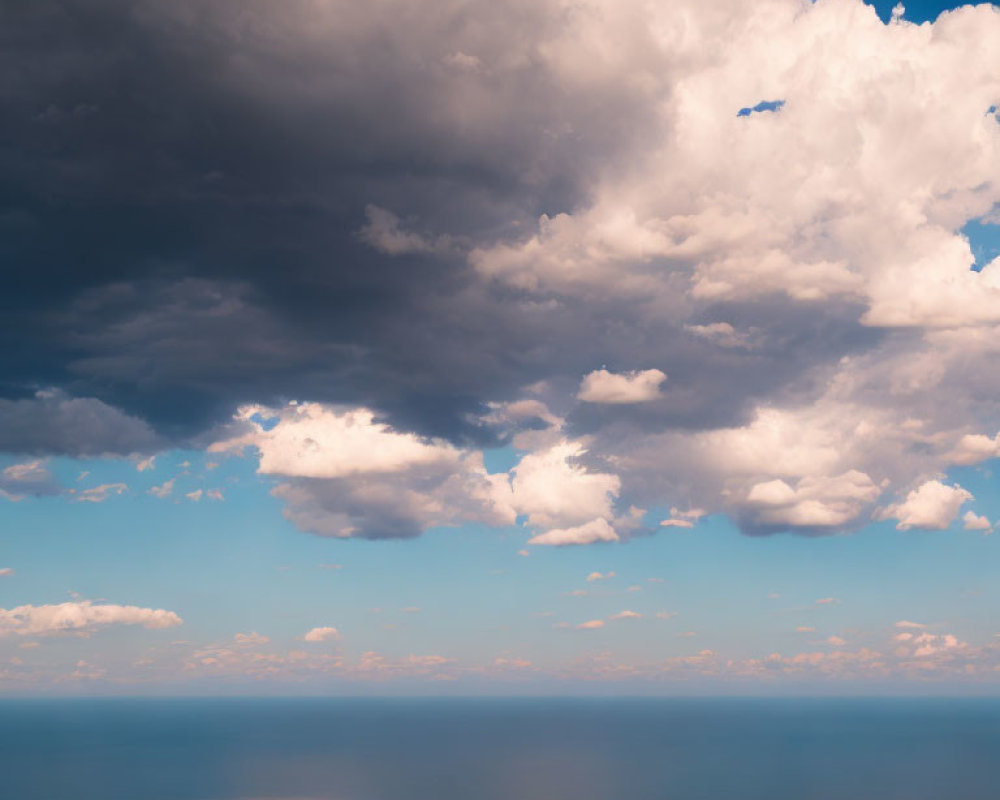 Tranquil seascape with vast water and serene sky