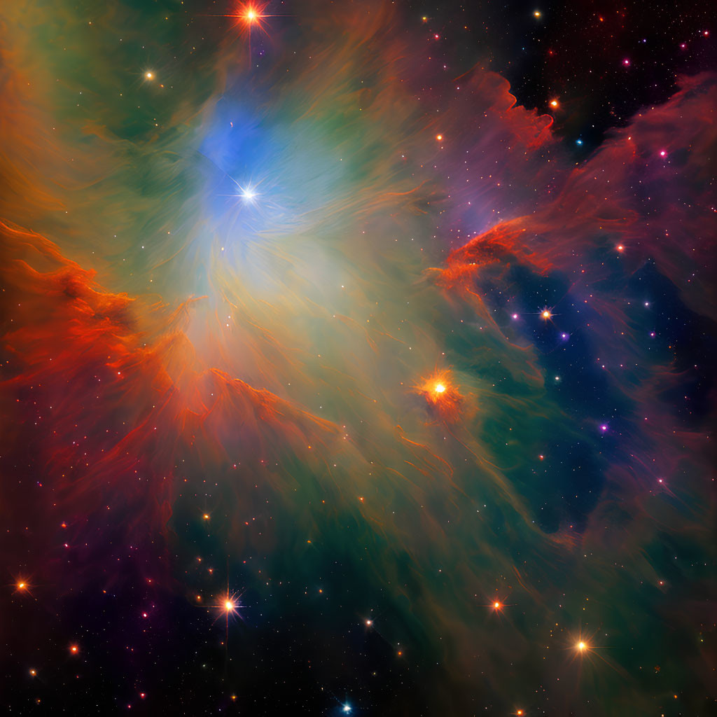 Colorful Cosmic Clouds with Stars and Stellar Explosions in Space