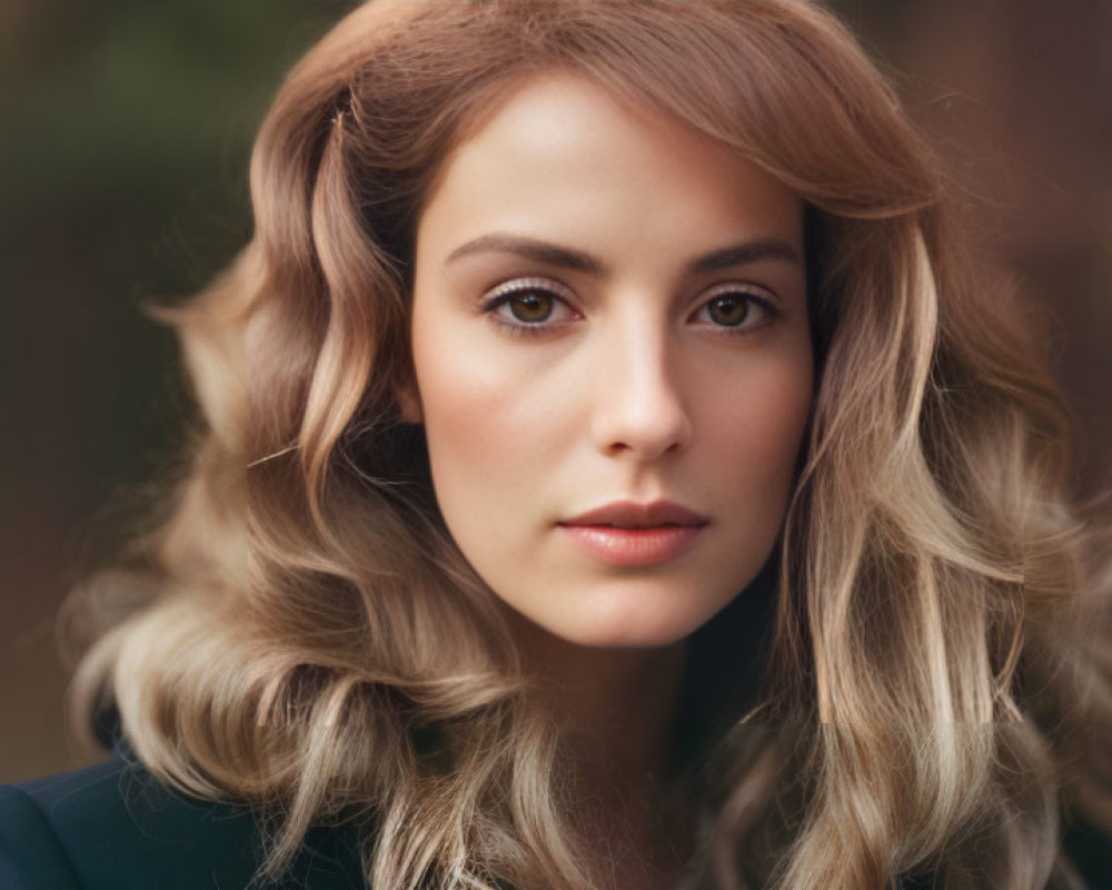 Blonde Woman Portrait with Dark Garment