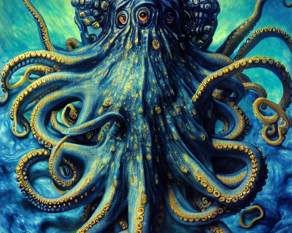 Colorful Octopus-Like Creature Painting with Intricate Patterns