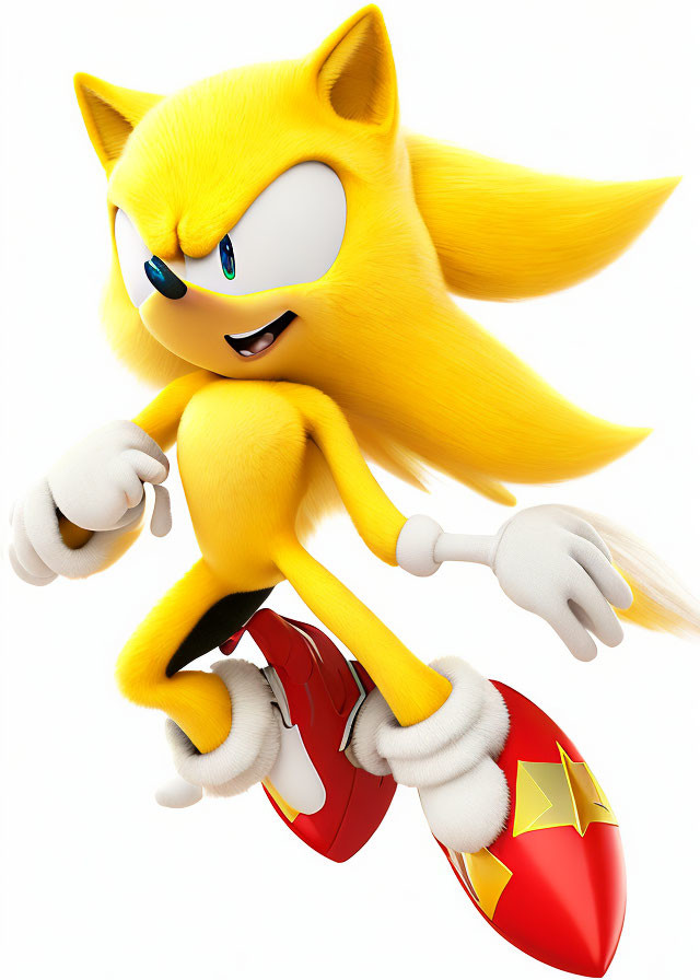 Colorful 3D Sonic the Hedgehog illustration in running pose