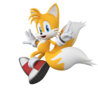 Orange and White Fox Character Leaping with Green Eyes