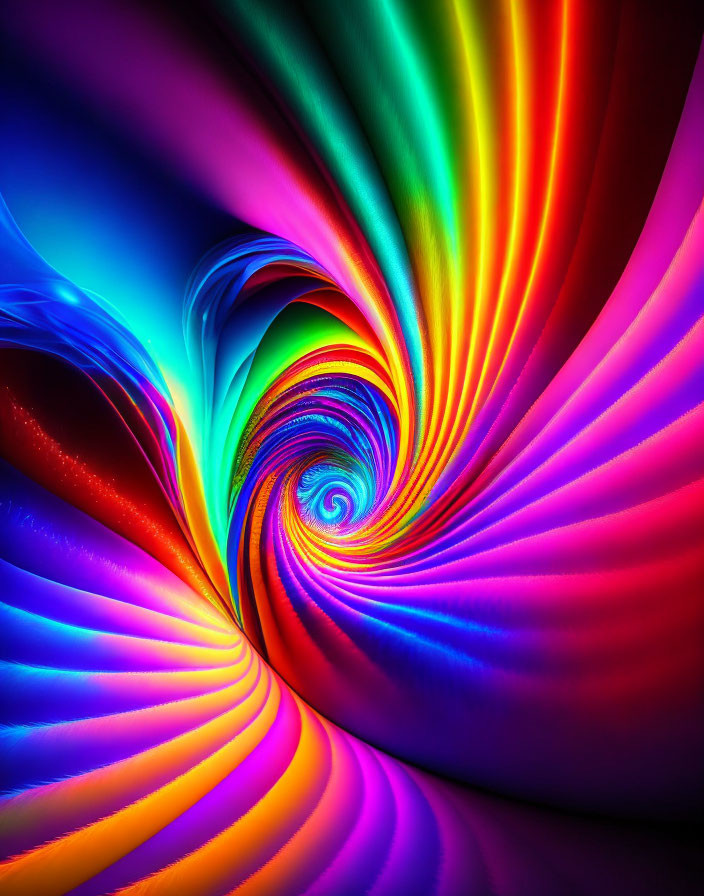 Colorful swirling vortex digital art with dynamic light and shadow effects