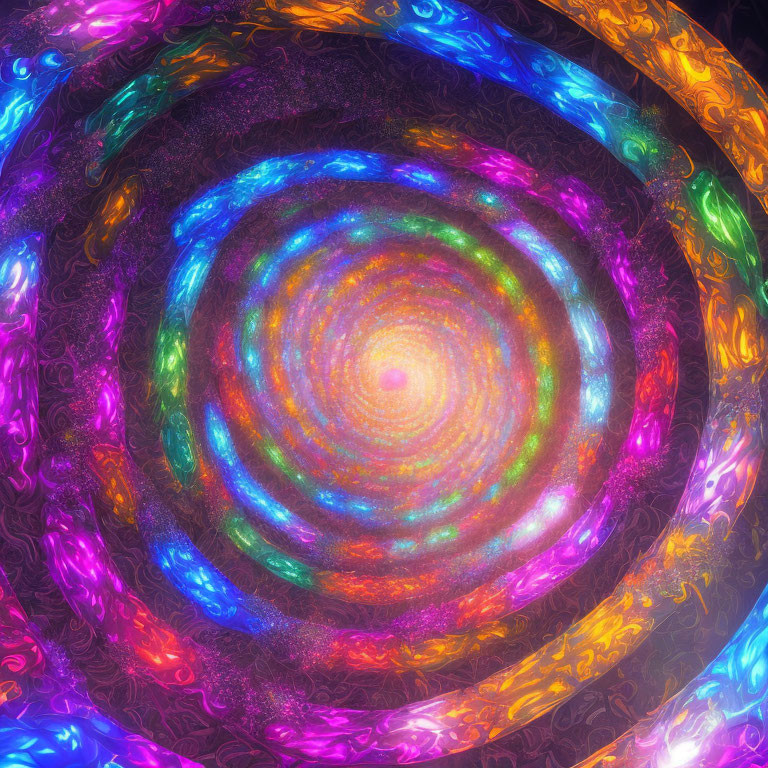 Colorful Digital Fractal Spiral in Spectrum of Colors