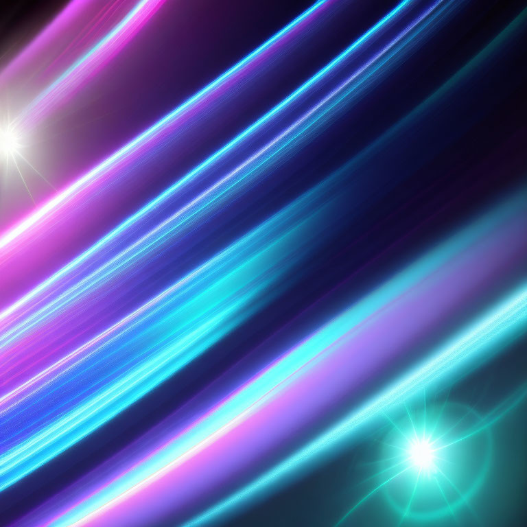 Vibrant Neon Light Beams in Blue, Pink, and Purple on Dark Background