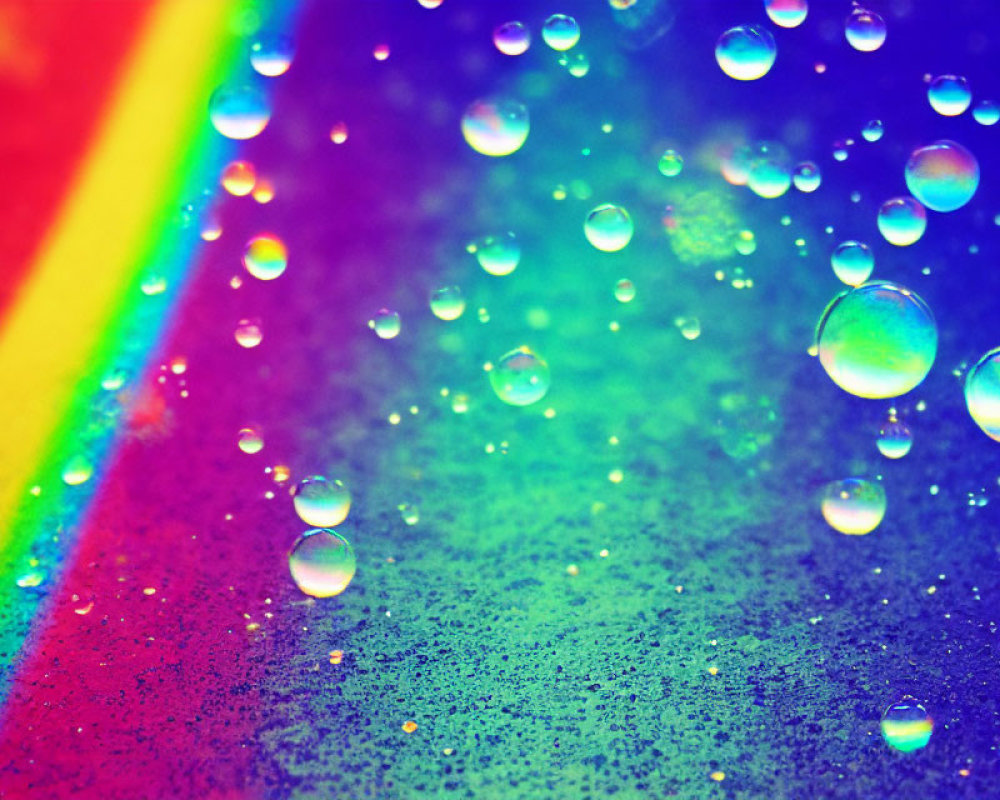 Rainbow Gradient Background with Water Droplets