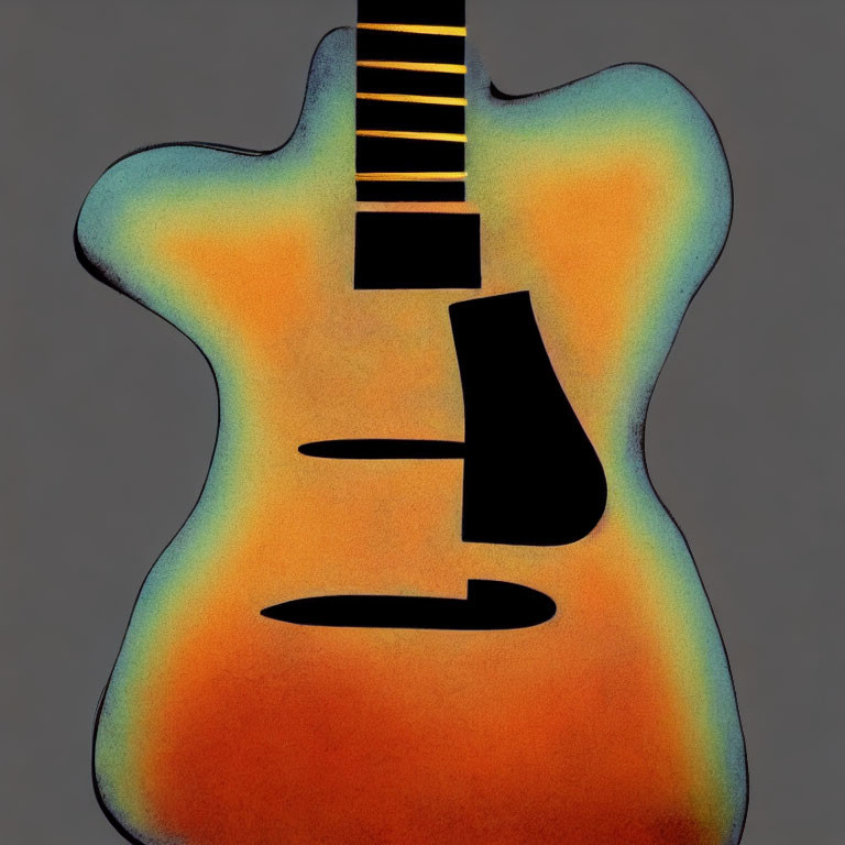 Sunburst Color Pattern Guitar with Black Fretboard on Grey Background