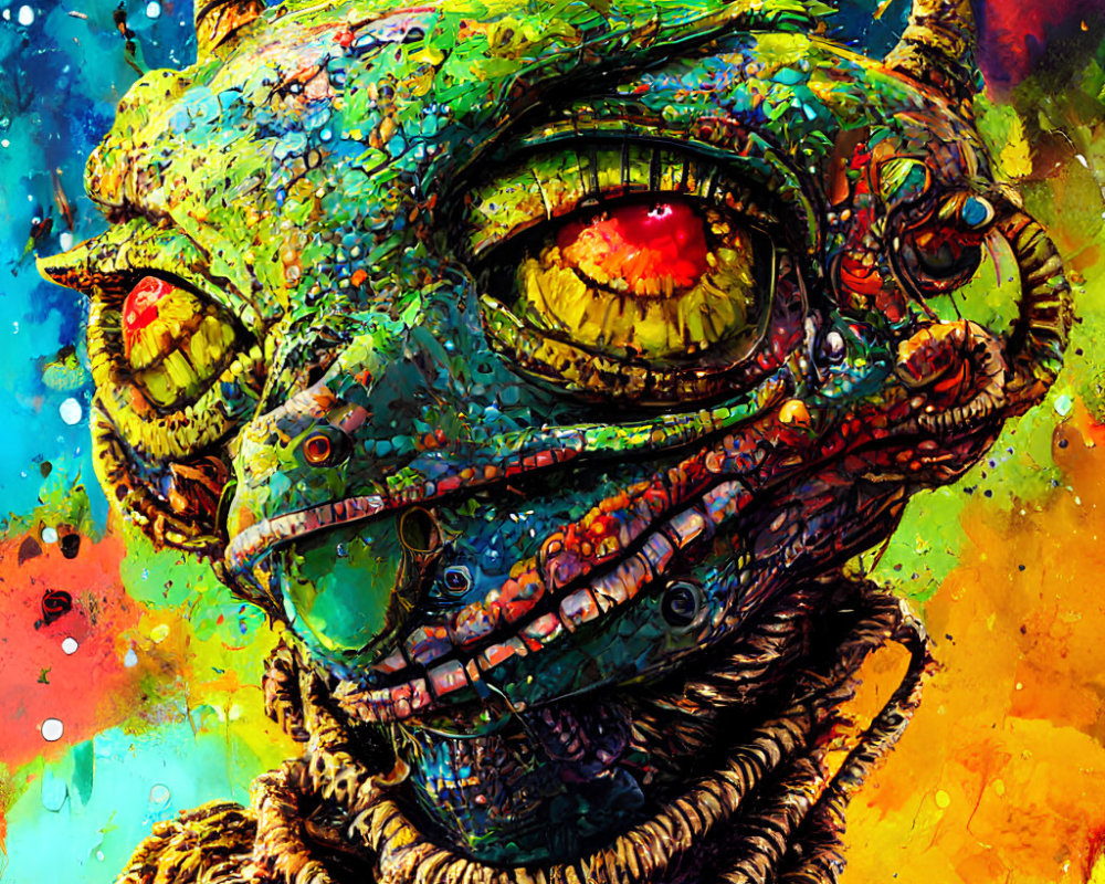 Intricate digital art of reptilian creature with textured scales