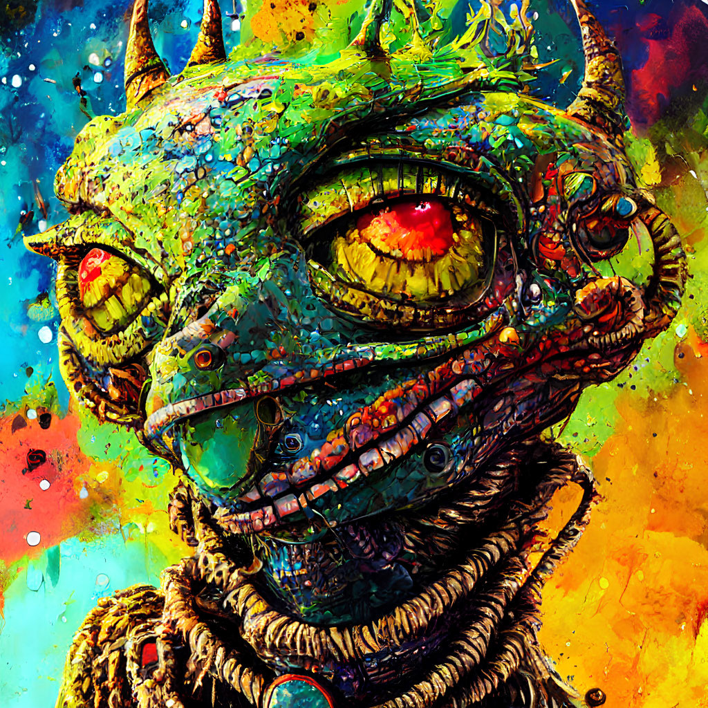 Intricate digital art of reptilian creature with textured scales