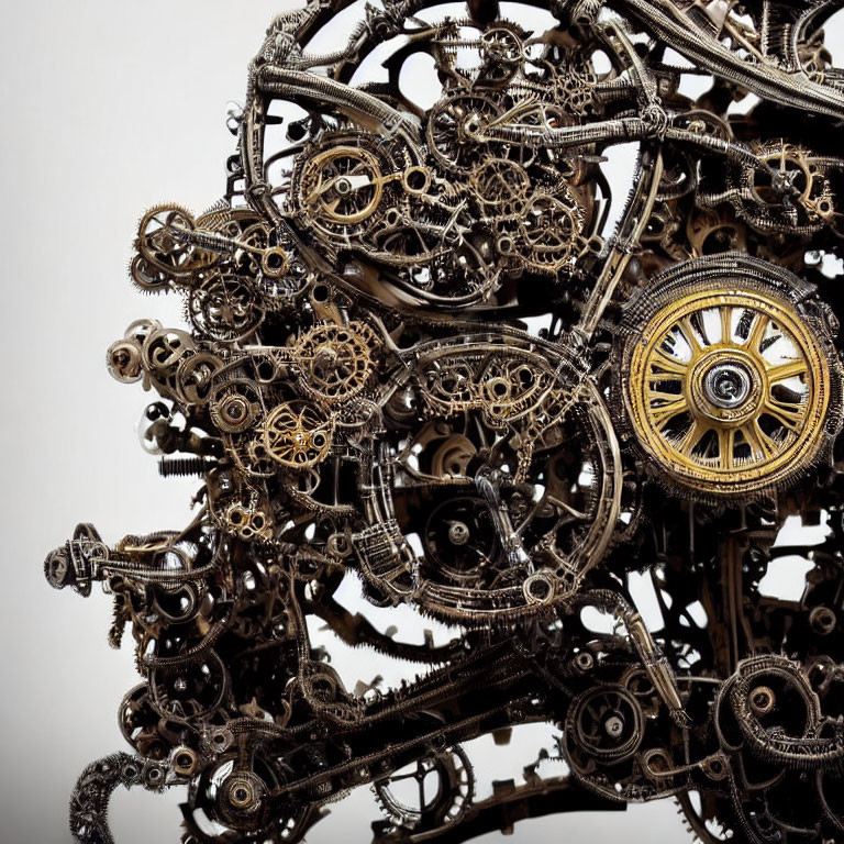 Intricate Steampunk-Inspired Metallic Gear Assembly