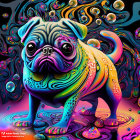 Colorful Rainbow Swirls on Digitally Altered Pug Fur