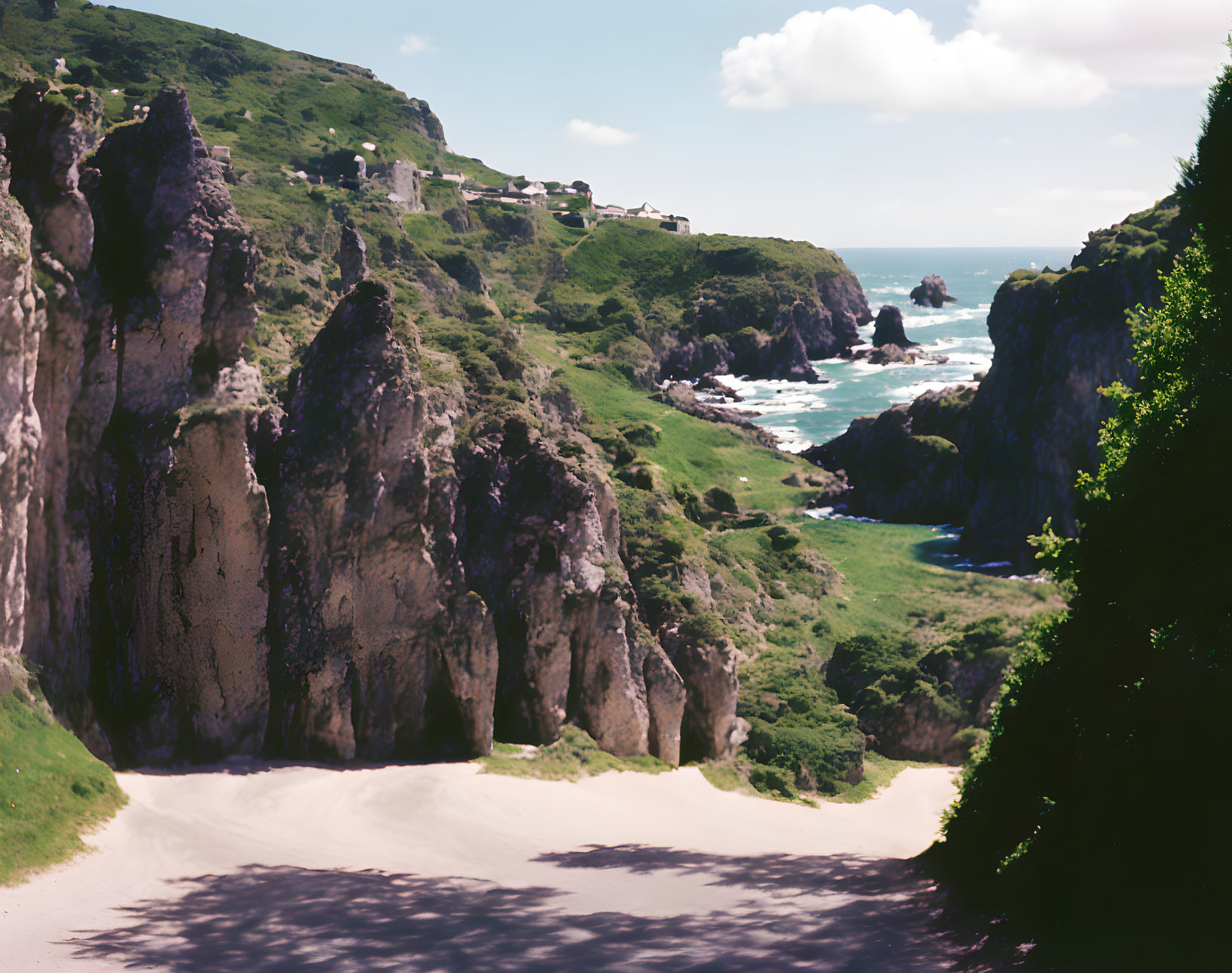 Scenic coastline with rugged cliffs and ocean view