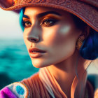 Woman in Pink Hat Under Sunlight with Statement Earring