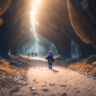 Person Running on Sunlit Forest Path in Serene Atmosphere