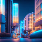 Urban Night Scene: Vibrant Cityscape with Neon Lights