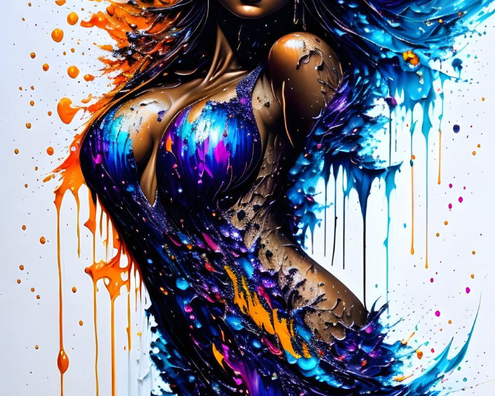 Colorful Artwork Featuring Woman with Dramatic Makeup